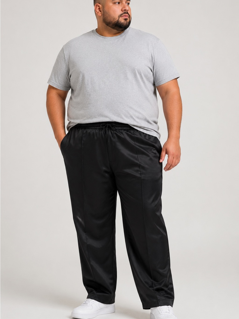 Men’s Black Relaxed Straight-Leg Pull-On Pants Size 5XL